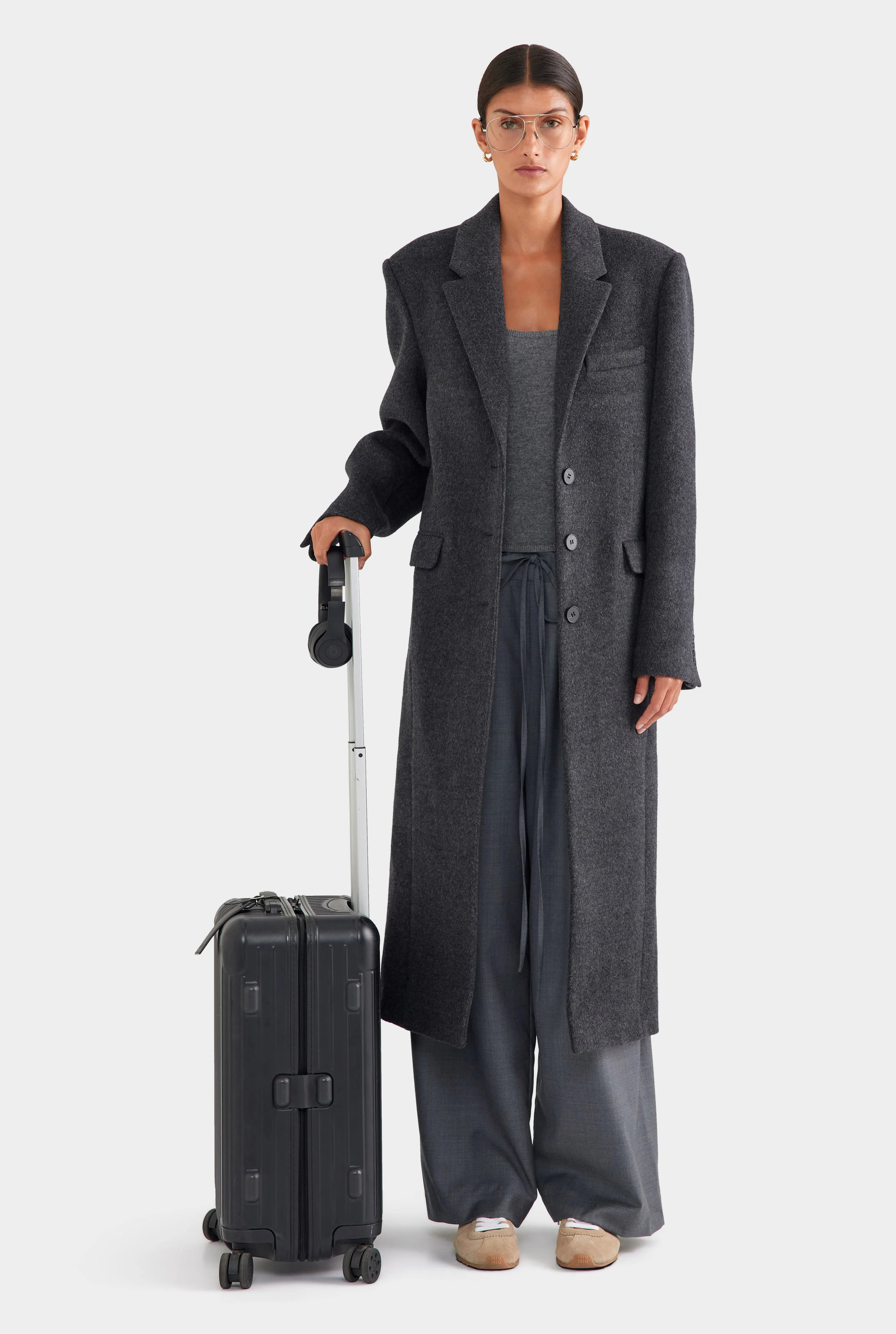 Wool Cashmere Coat Charcoal Marl | Venroy | Venroy AU
