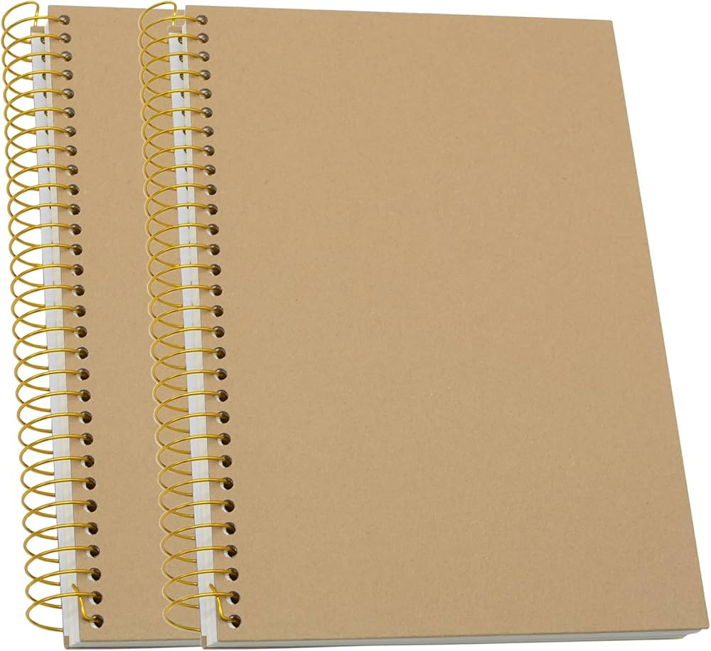 Yansanido Large Spiral Notebook, 2 Pcs B5 Brown Thick Paper Hardcover 7mm Ruled 150 Sheets -300 P... | Amazon (US)