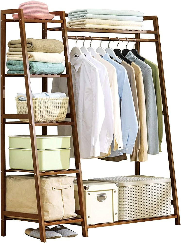 Hilier Modern Minimalist Wooden Clothes Rail Stand (Brown) | Amazon (UK)