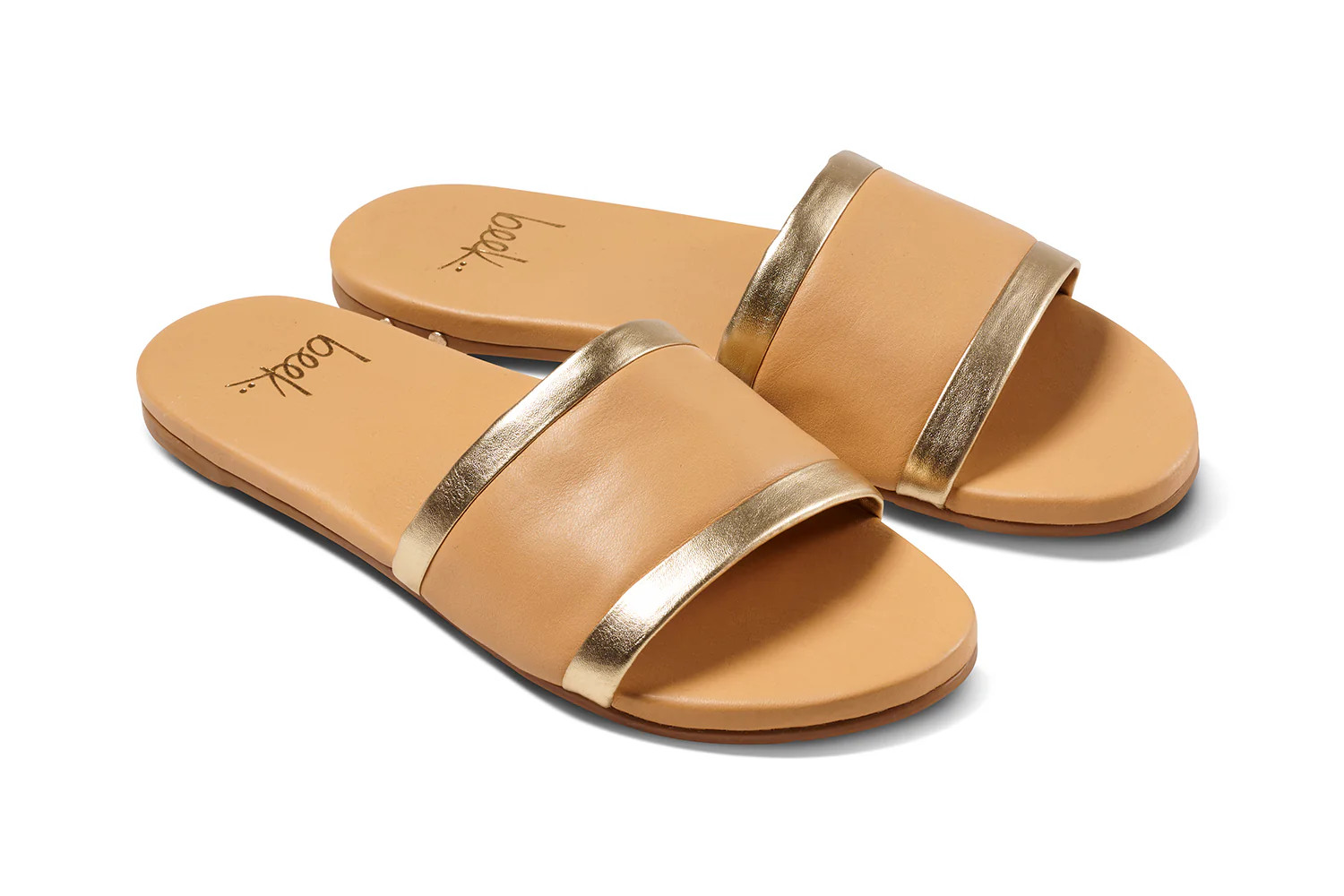 Shorebird Leather Slide Sandal - Beach/Gold| beek | beek