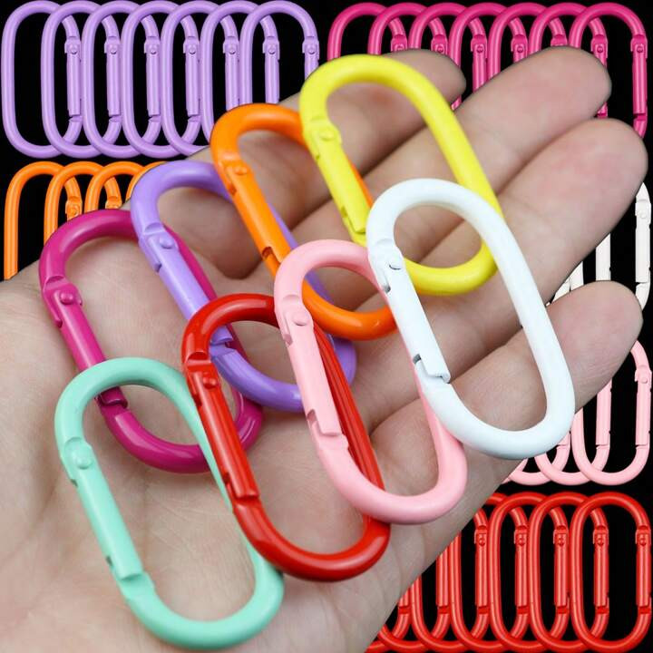 10pcs Colorful Zinc Alloy Carabiner Keychain - Spring Clips For Keys, Bags, Water Bottles And Bac... | SHEIN