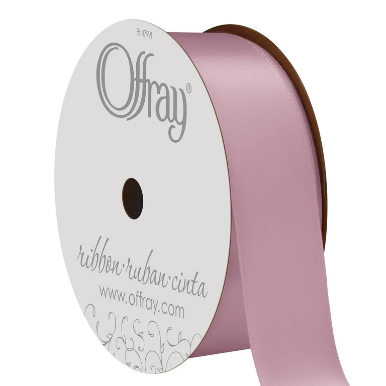 Offray Ribbon, Chateau Rose Pink 1 1/2 inch Double Face Satin Polyester Ribbon, 12 feet | Walmart (US)
