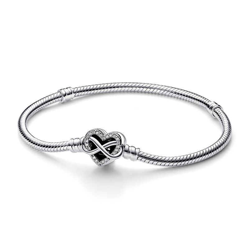 Pandora Moments Sparkling Infinity Heart Clasp Snake Chain Bracelet | Ben Bridge Jeweler