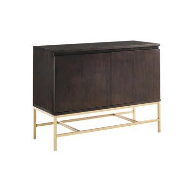 Modern Accent Cabinet With Solid Wood Frame And Magnetic Door Catches Graceful - & Gold Metal Base, 2 Shelf Compartment | Wayfair North America