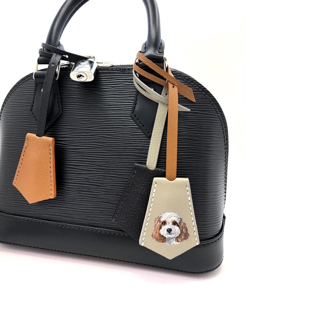 Custom Key Bell Clochette, Pet Portrait Leather Bag Charm, Hand-painted Bag Tag, Purse Bag Charm,... | Etsy (US)