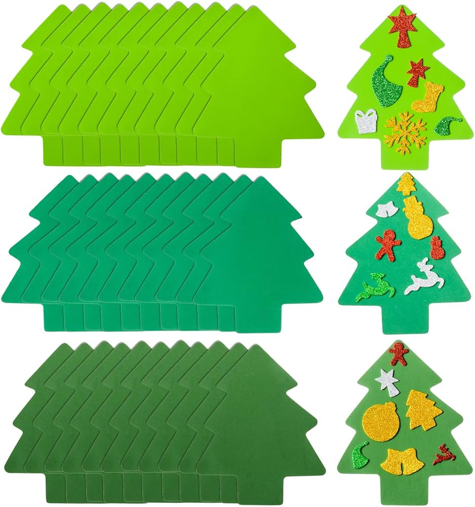 36 Pcs Christmas Tree Cutouts 7'' Foam Christmas Tree Shapes Foam Christmas Tree Die cuts Craft K... | Amazon (US)