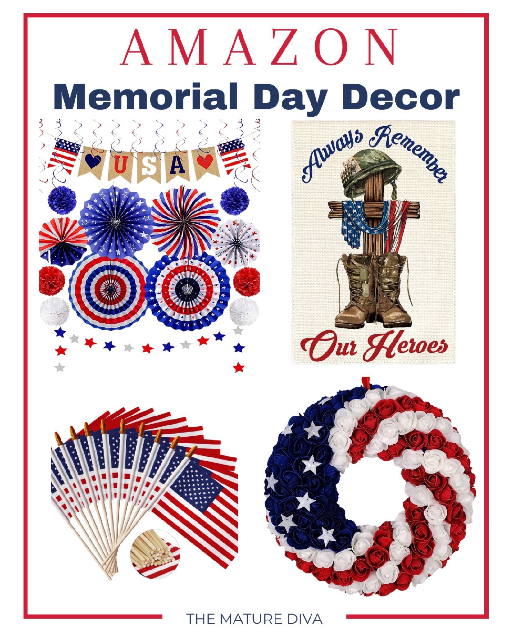 Amazon Memorial Day Decor, Memorial Day home decor, Patriotic Home, 4th of July home decor 

#memorialday #memorialdayhome #4thofjuly #summerhome #frontporchdecor

Follow my shop @thematurediva on the @shop.LTK app to shop this post and get my exclusive app-only content!

#liketkit #LTKFindsUnder50 #LTKParties #LTKHome
@shop.ltk
https://liketk.it/4GyCC

#LTKHome #LTKFestival