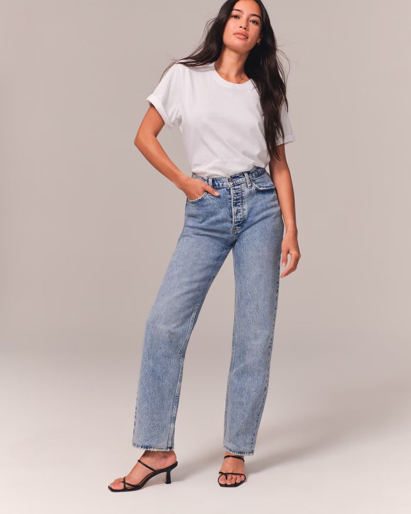 Women's High Rise Dad Jeans | Women's Up To 50% Off Select Styles | Abercrombie.com | Abercrombie & Fitch (US)