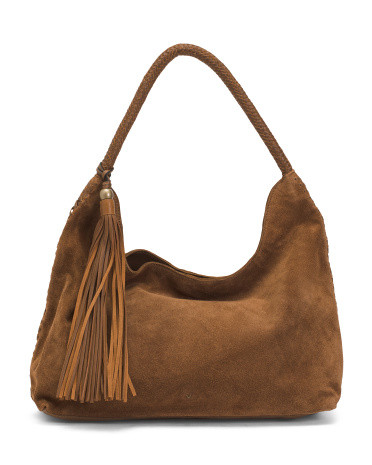 Suede Stitching Large Tassel Hobo | TJ Maxx