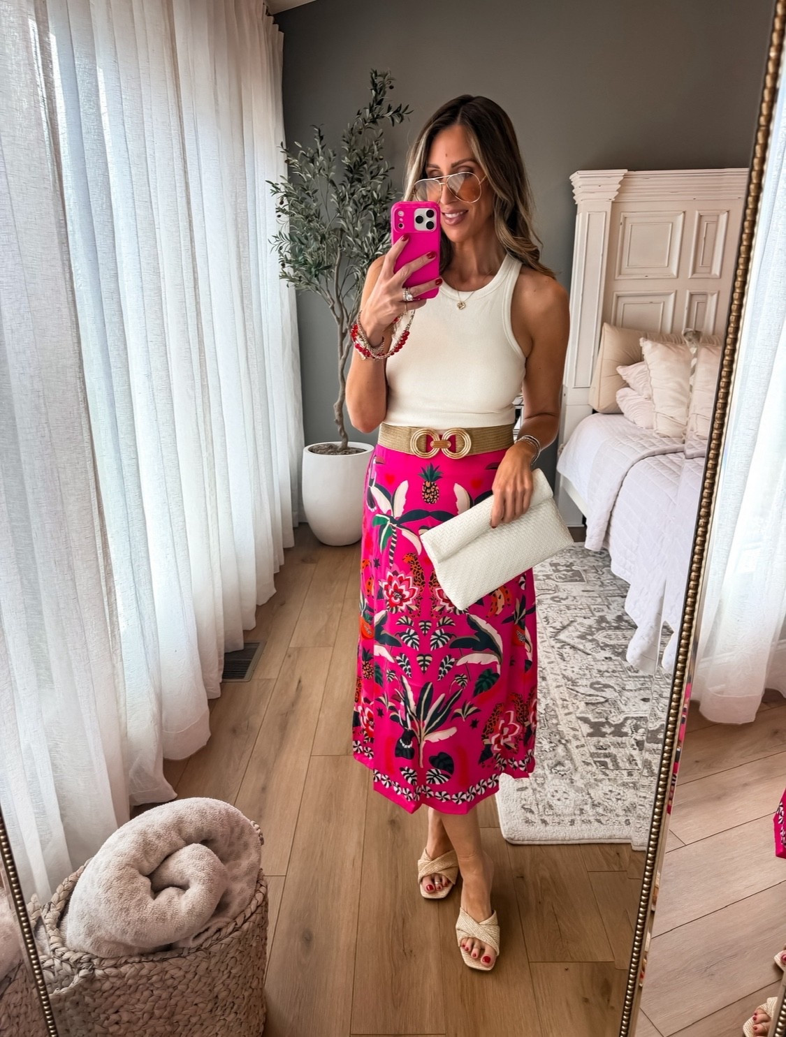 Such a fun pop of color for spring and summer, this skirt instantly makes the whole outfit. Paired it with a simple tank to let the print do all the work.

printed skirt, summer outfit, colorful style, vacation outfit, resort wear, statement skirt, feminine style, warm weather outfits, casual chic, themominstyle

#LTKSeasonal #LTKootd #LTKTravel