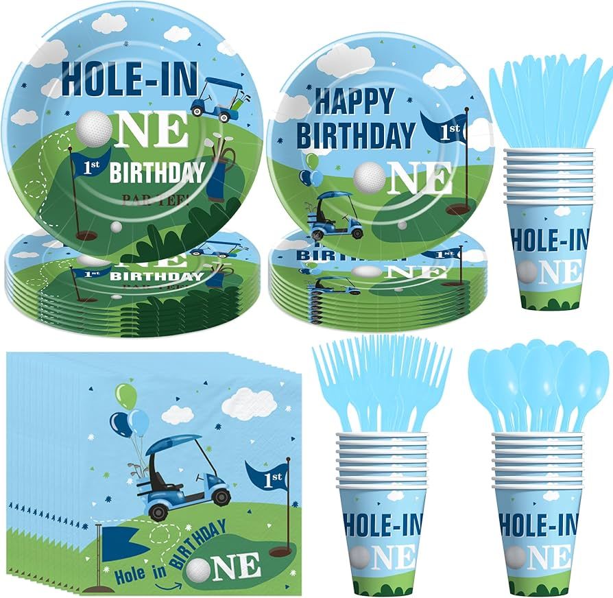 Golf First Birthday Plates And Napkins Party Supplies - Golf Hole In One Birthday Decorations Tab... | Amazon (US)