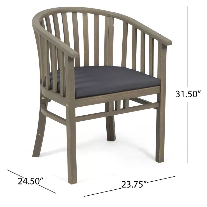 Thacker Outdoor Teak Patio Dining Chair with Cushion (Set of 2) | Wayfair North America