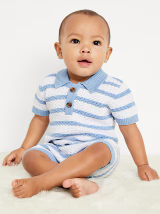Collared Sweater-Knit Henley One-Piece Romper for Baby | Old Navy (US)