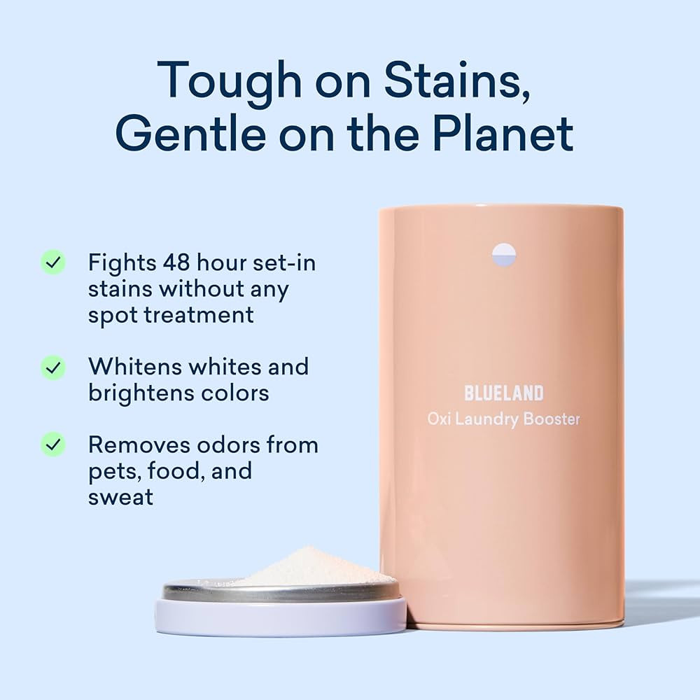 BLUELAND Oxi Laundry Booster Powder with Tin, Starter Set, Clear Skies Scent, 25 Loads, 17.6 oz, ... | Amazon (US)