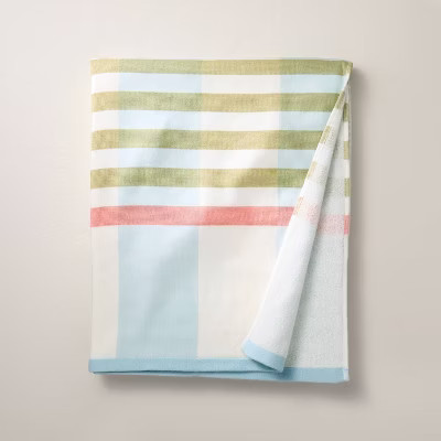 60"x60" Summer Plaid Oversized Cotton Beach Towel - Hearth & Hand™ with Magnolia | Target