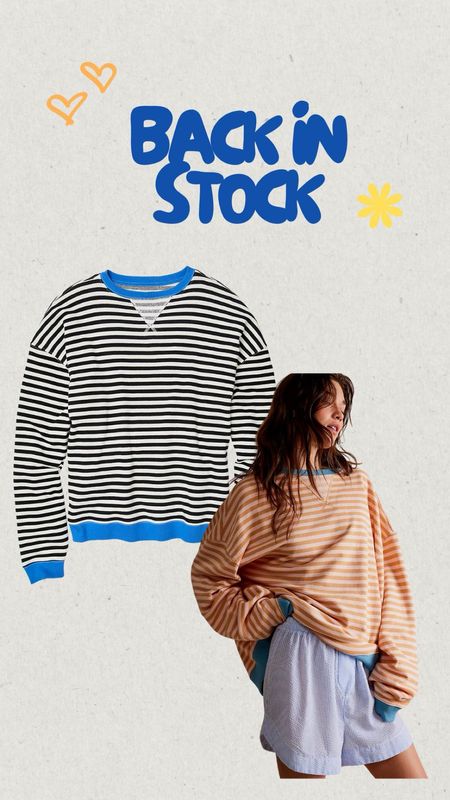 Free people striped crew sweatshirt finally back in stock. I get a small 