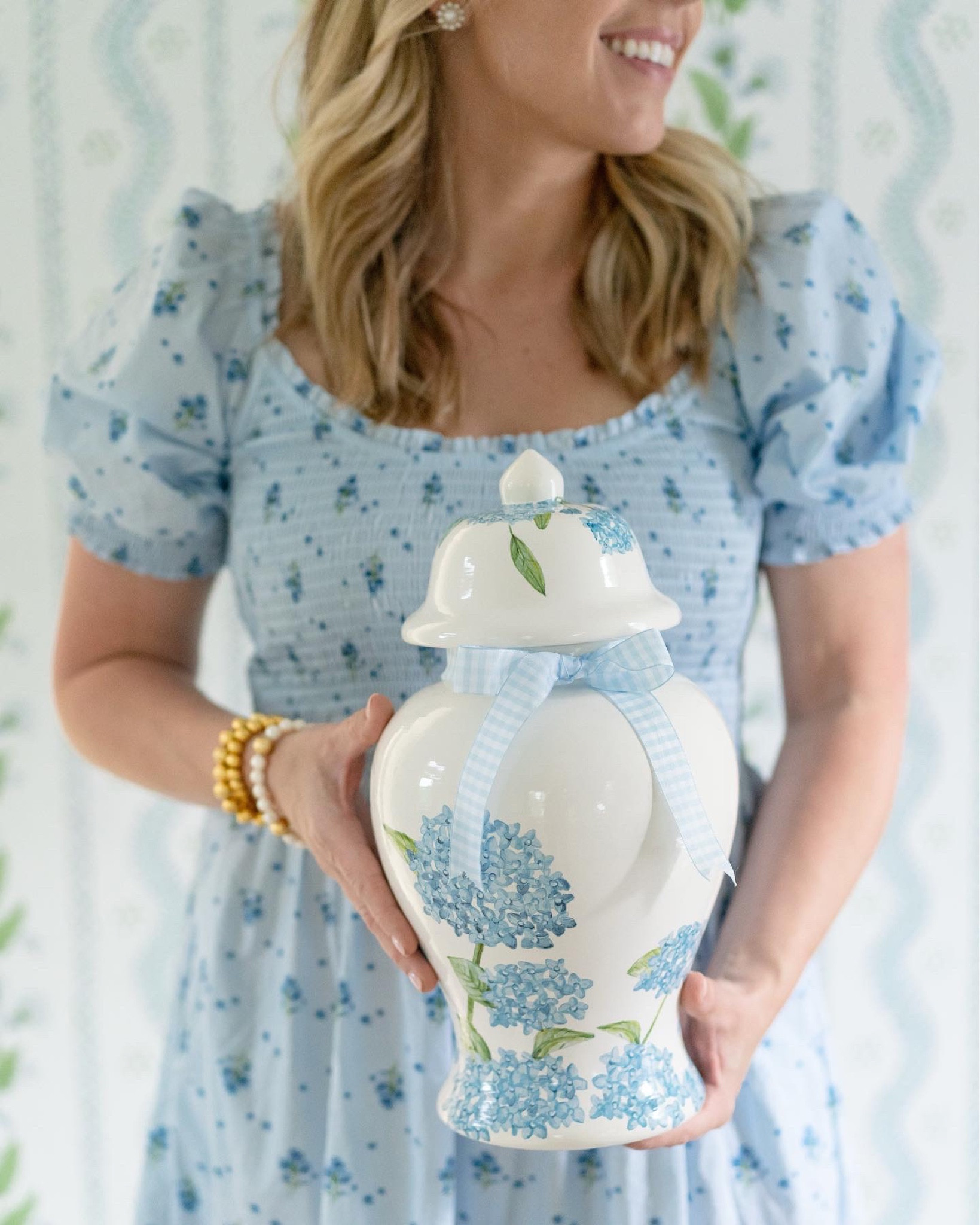 BOGO Ginger Jar sale—today only! Comment LINK and I’ll send you a DM with a direct link to shop my collection with @laurenhaskelldesigns! 🩵🤍

This summer, we launched the Lauren Haskell x Chapple Chandler collection! Each heirloom piece is thoughtfully designed, handmade and hand-painted with blue hydrangeas and blue gingham, and perfect for the blue and white curator’s home! Swipe through the pictures to see more pieces in the collection! 

There is a ginger jar set, picture frame, large and small vases, a utensil holder, and a rectangular planter.  Having the whole collection makes for cohesive and beautiful bookshelf styling! 

#LTKunder100 #LTKsalealert #LTKhome