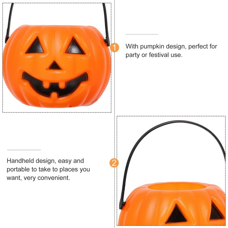8pcs Pumpkin Candy Bucket, Plastic Pumpkin Candy Bucket Children Trick or Treat Pumpkin Candy Pai... | Walmart (US)