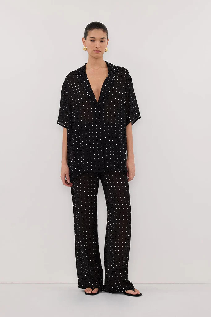 VANESSA BLACK OVERSIZED SHORT SLEEVE RESORT SHIRT | DISSH