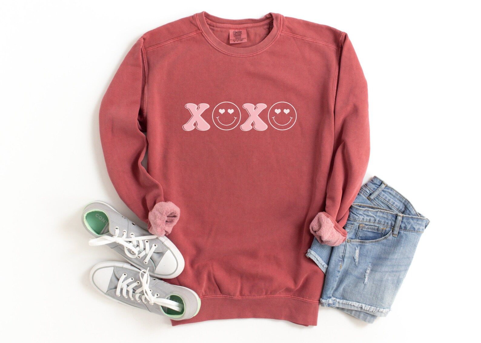 XOXO Sweatshirt Hugs and Kisses Smiley Face Sweatshirt | Etsy | Etsy (US)