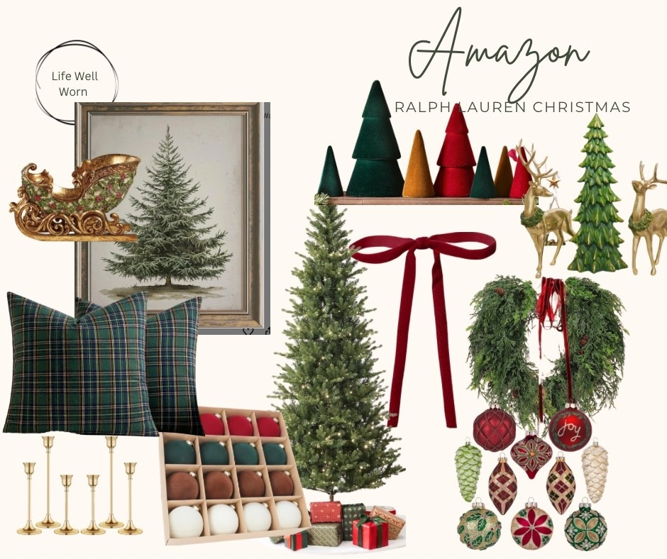 Timeless plaid, velvet, and gold holiday pieces from Amazon that give the full Ralph Lauren Christmas look. Everything linked!
#AmazonHome #HolidayDecor #ClassicChristmas #LTKHoliday #Christmas #RalphLauren #RalpLaurenChtistmas  

#LTKHoliday #LTKHome