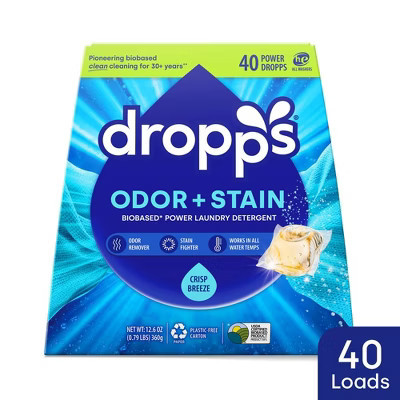 Dropps Laundry Odor & Stain Biobased Detergent Pods - Crisp Breeze - 40ct/12.6oz | Target