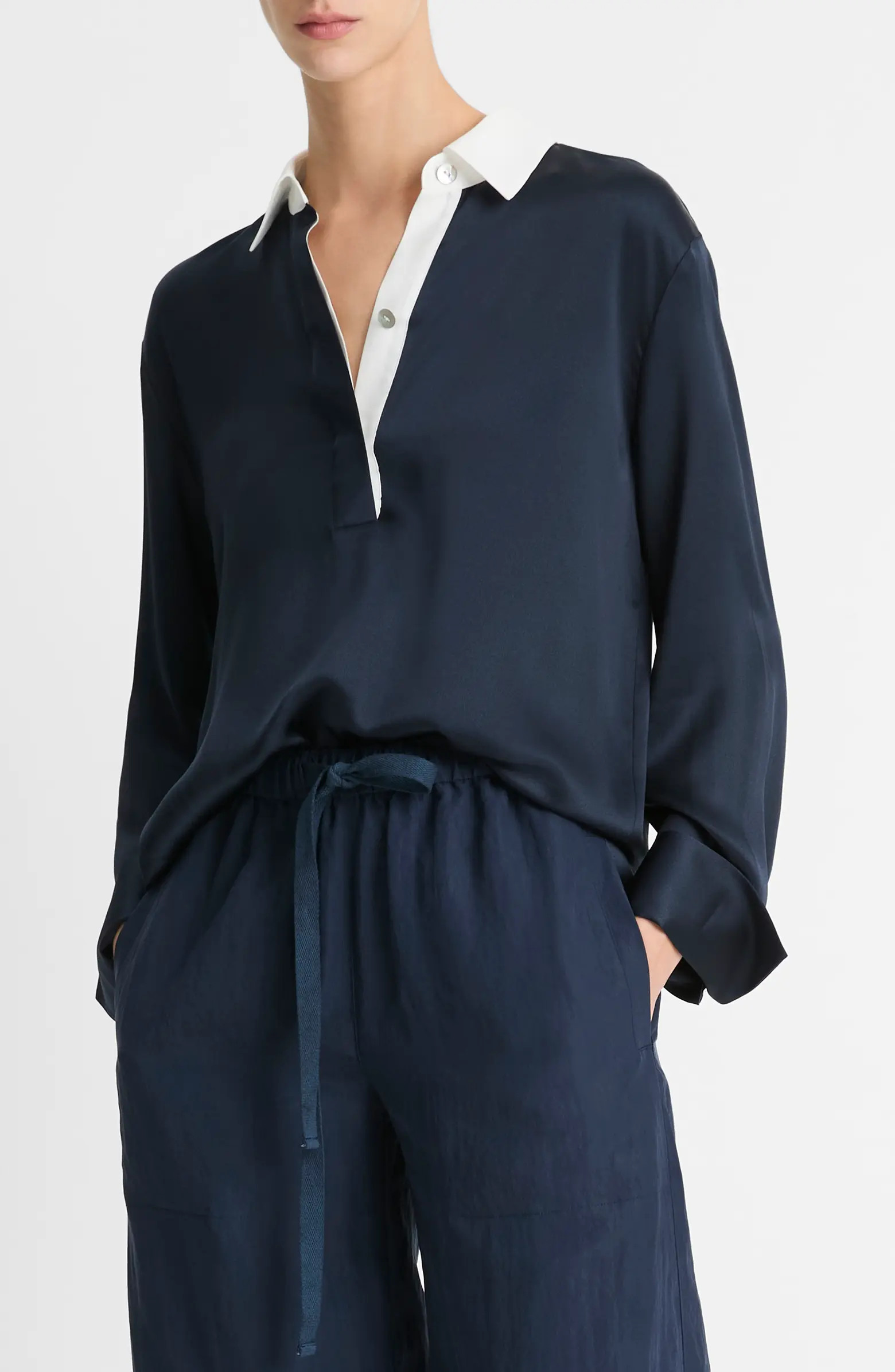Vince Silk Satin Rugby Shirt | Nordstrom | Nordstrom