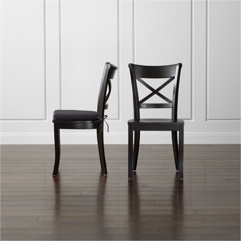 Vintner Black Wood Dining Chair and Cushion | Crate & Barrel