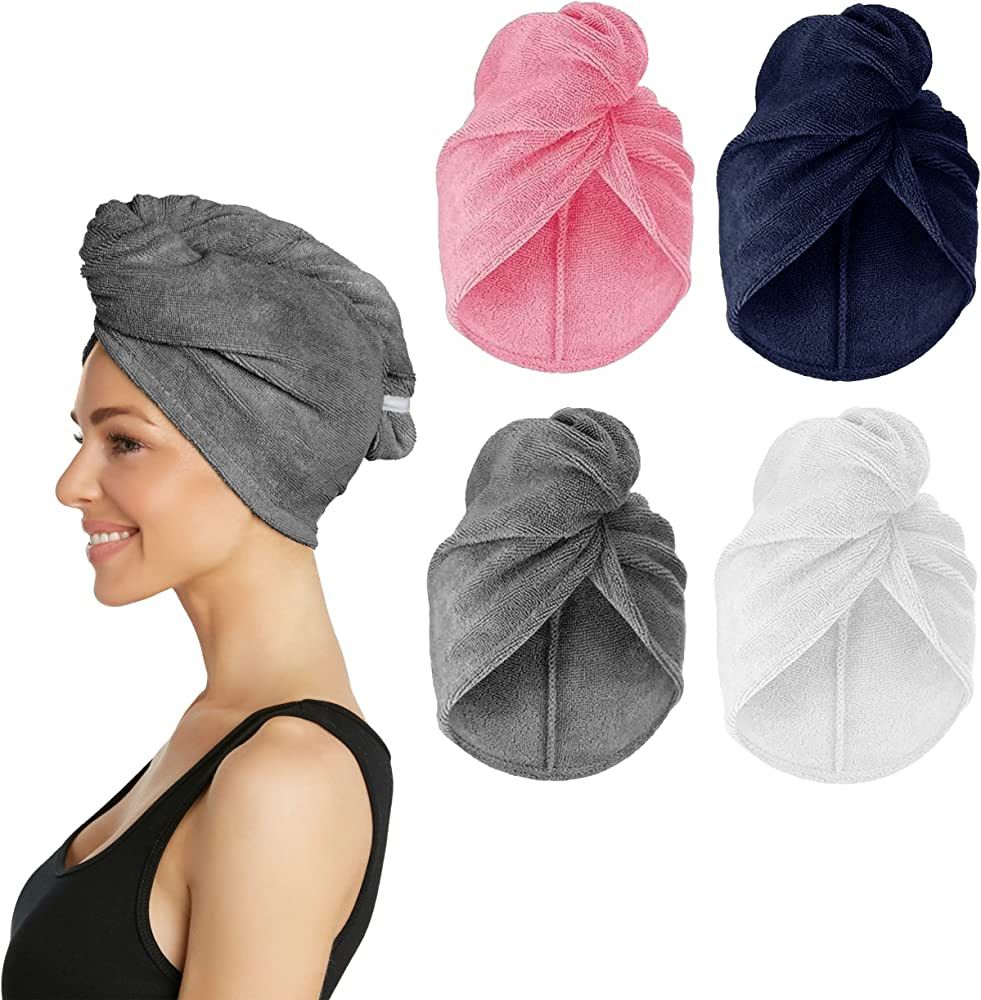 Turbie Twist Microfiber Hair Towel Wrap for Women and Men | 4 Pack | Bathroom Essential Accessori... | Amazon (US)