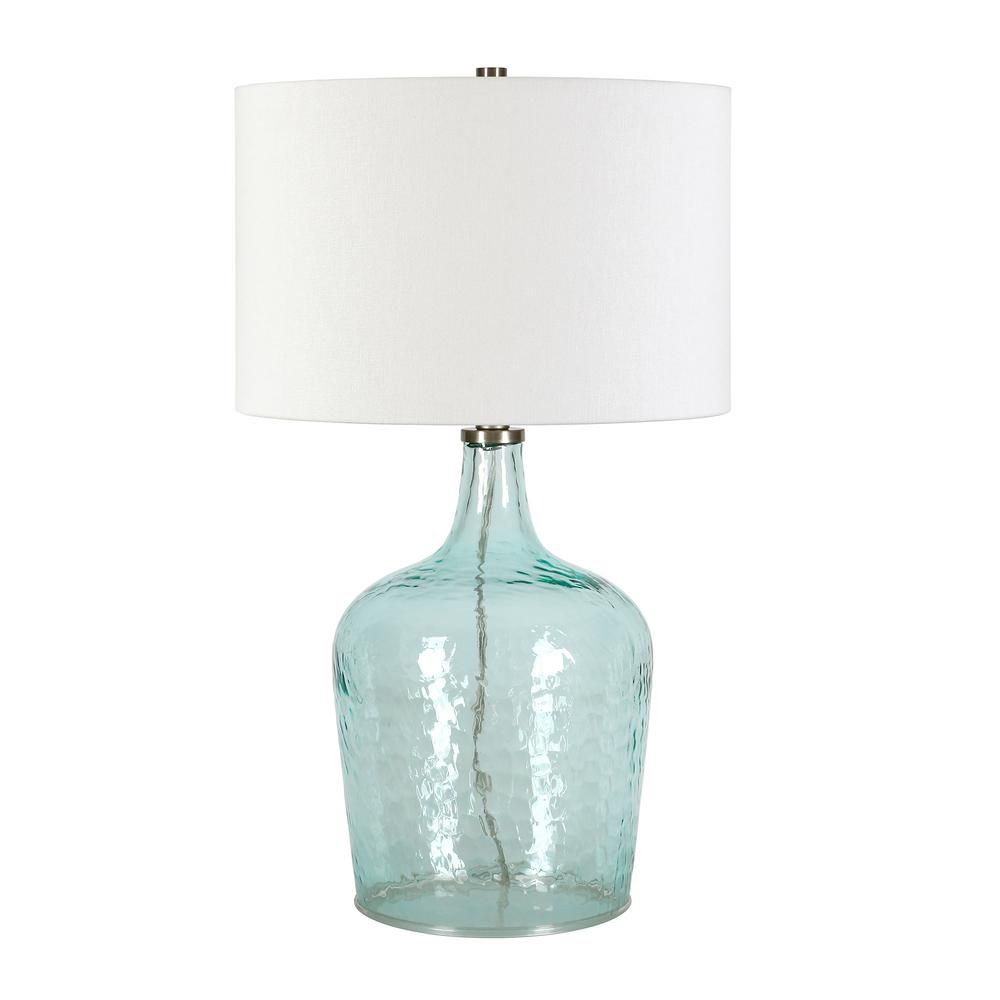 Meyer&Cross Casco 24 in. Blue Glass Table Lamp with Brushed Nickel Accents | The Home Depot