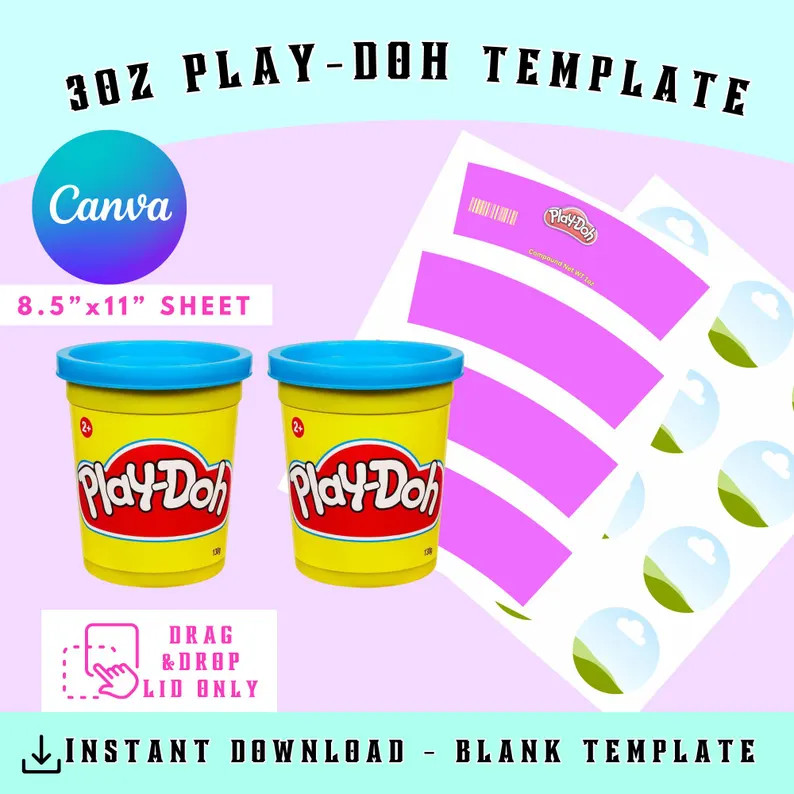 3 Oz Play-doh Canva Template - Playdoh Party Favor Template - Play-doh DIY - Canva Blank Template... | Etsy (US)
