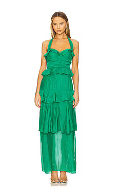 Line & Dot Cari Halter Maxi Dress in Kelly Green from Revolve.com | Revolve Clothing (Global)