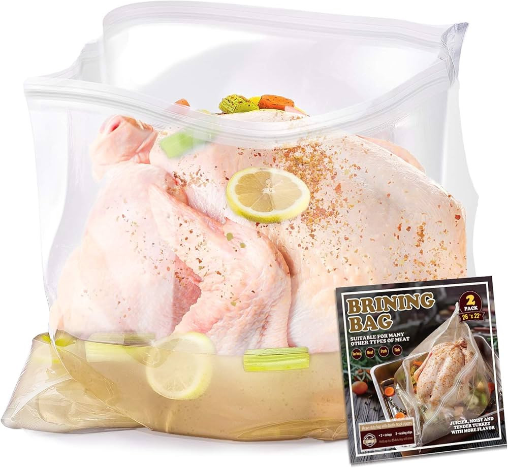 Brining Bag, 26"×22", 2 Pack, Extra Large Turkey Brine Bag with 2 Strings and 2 Larger Clips, Th... | Amazon (US)