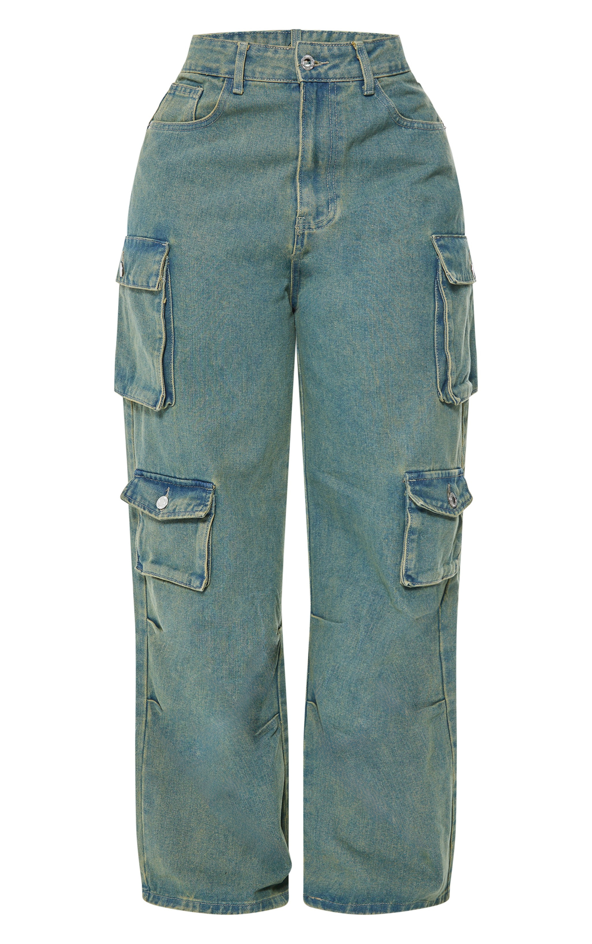 Shape Vintage Wash Denim Pocket Detail Cargo Jeans | PrettyLittleThing US