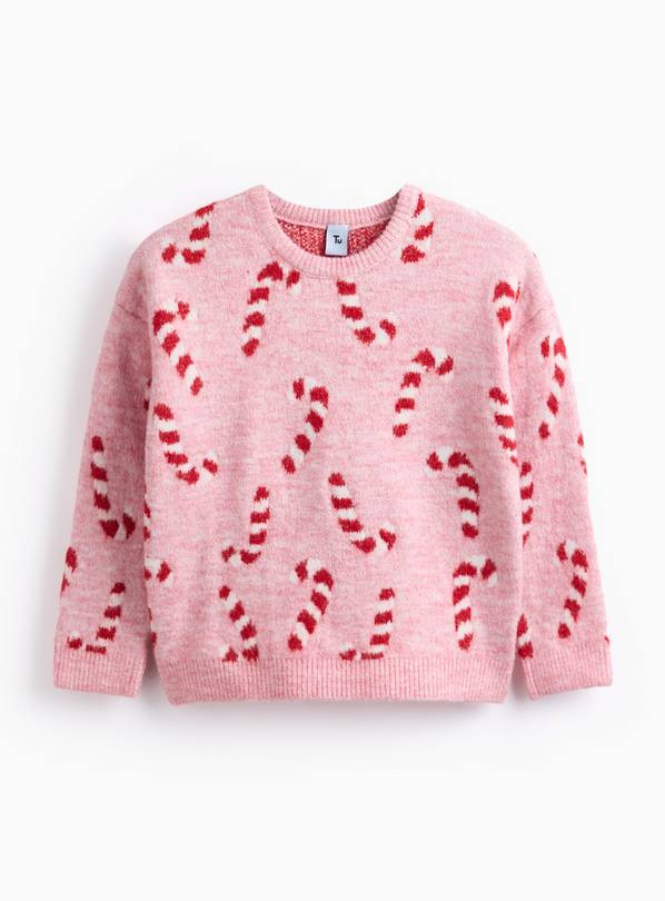 Matching Family Kids' Christmas Candy Cane Crew Neck Jumper 3 years | Tu Clothing