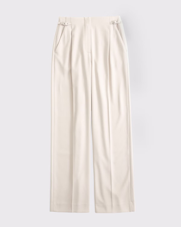 Curve Love A&F Sloane Tailored Hardware Wide Leg Pant | Abercrombie & Fitch (US)