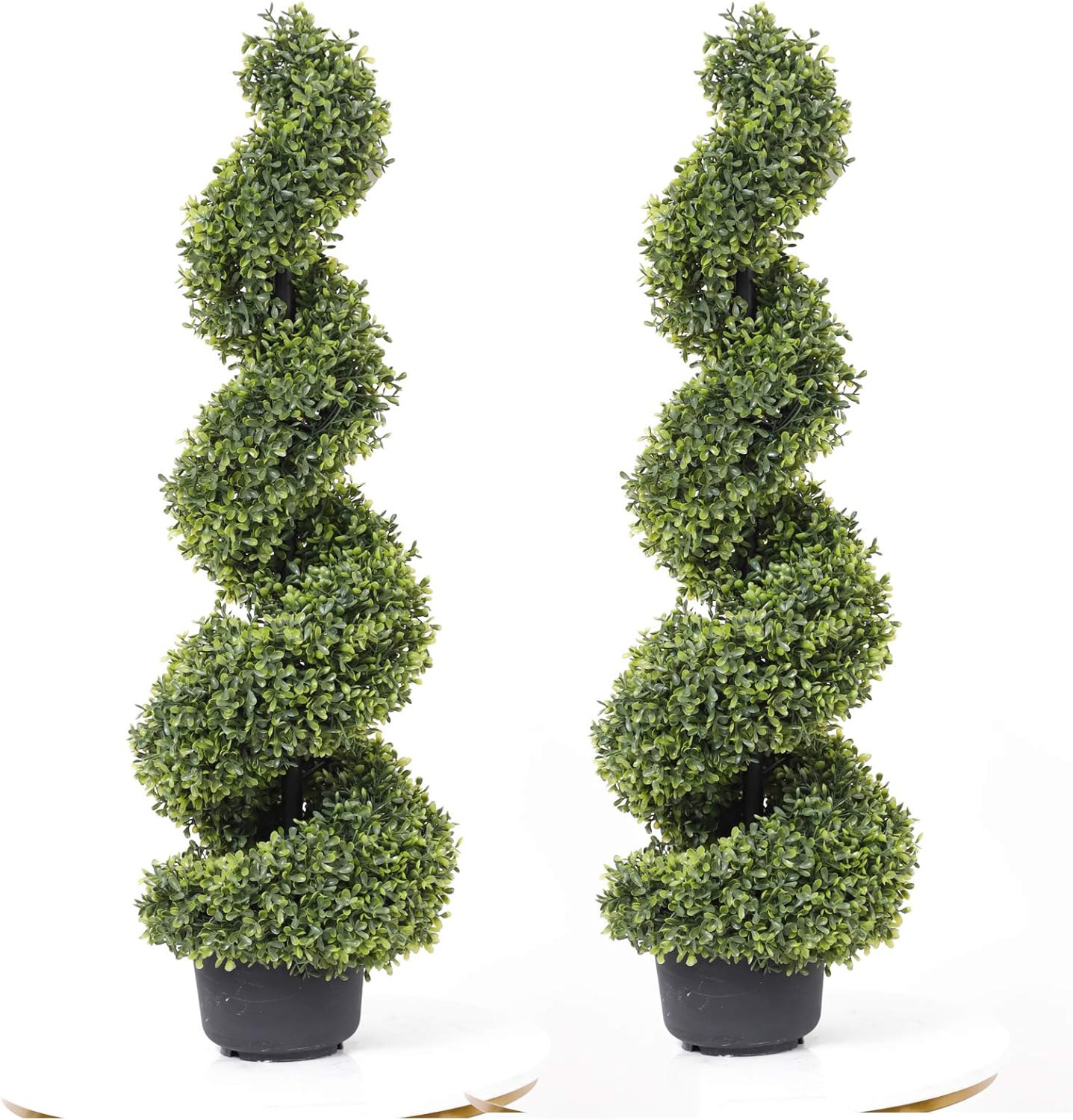 35 Inch Artificial Boxwood Topiary Tree Spiral Plants Fake Faux Plant Decor in Plastic Pot Green ... | Amazon (US)