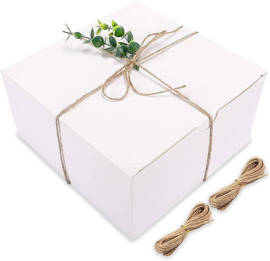 Moretoes White Gift Boxes 12pcs 8x8x4 Inches, Paper Gift Box with Lids for Wedding Present, Bride... | Amazon (US)