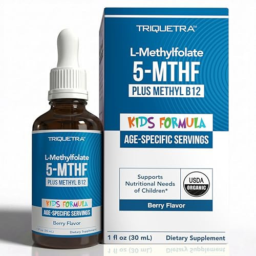 Organic Kids L-Methylfolate + Methyl B12 Cofactor - MTHFR Sublingual Form - 5-MTHF, Superior Form of Folate - Adjustable Dosing for All Ages - Mood, Behavior, Cognition - Organic Berry Flavor, 1 Fl oz | Amazon (US)
