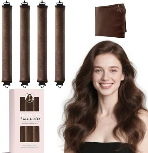 【5Pcs】 Heatless Hair Curler Overnight Curls with Satin Scarf No Heat Curling Blowout Rod to S... | Amazon (US)