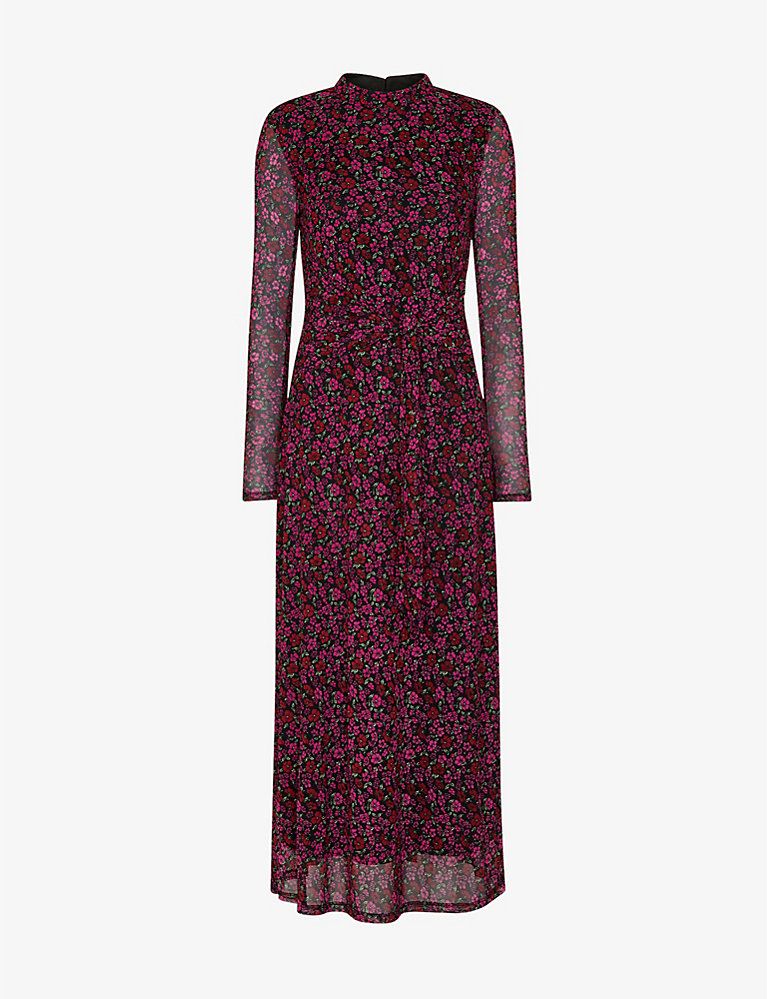 Floral-print knotted stretch-recycled polyester midi dress | Selfridges