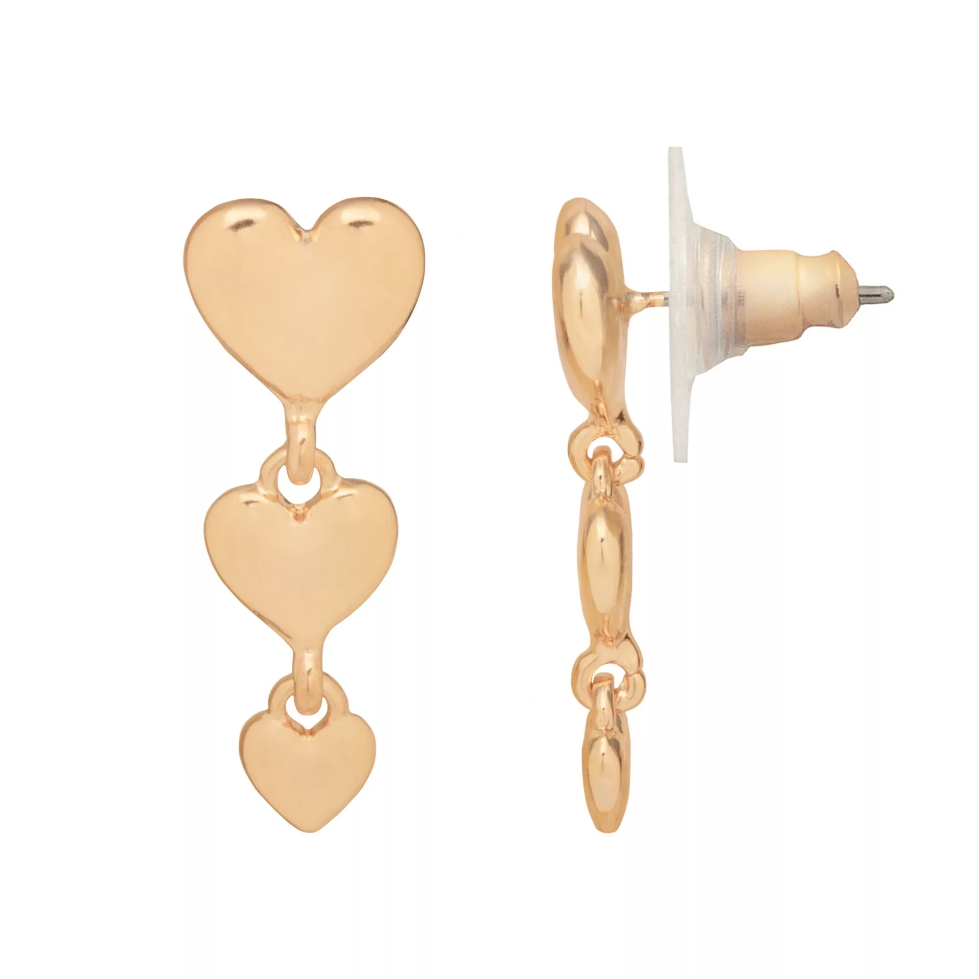 LC Lauren Conrad Heart Linear Drop Earrings | Kohl's
