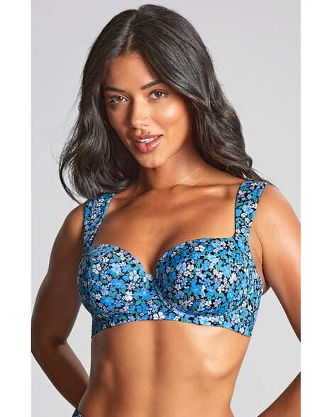 Panache Bette Balcony Wired Wide Strap Bikini Top Blue Posy Print | JD Williams (UK)