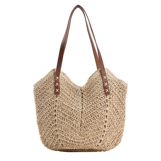 LoyGkgas Unisex Bohemian Hand Woven Straw Shoulder Tote Bag Large Handbags (Beige) | Walmart (US)