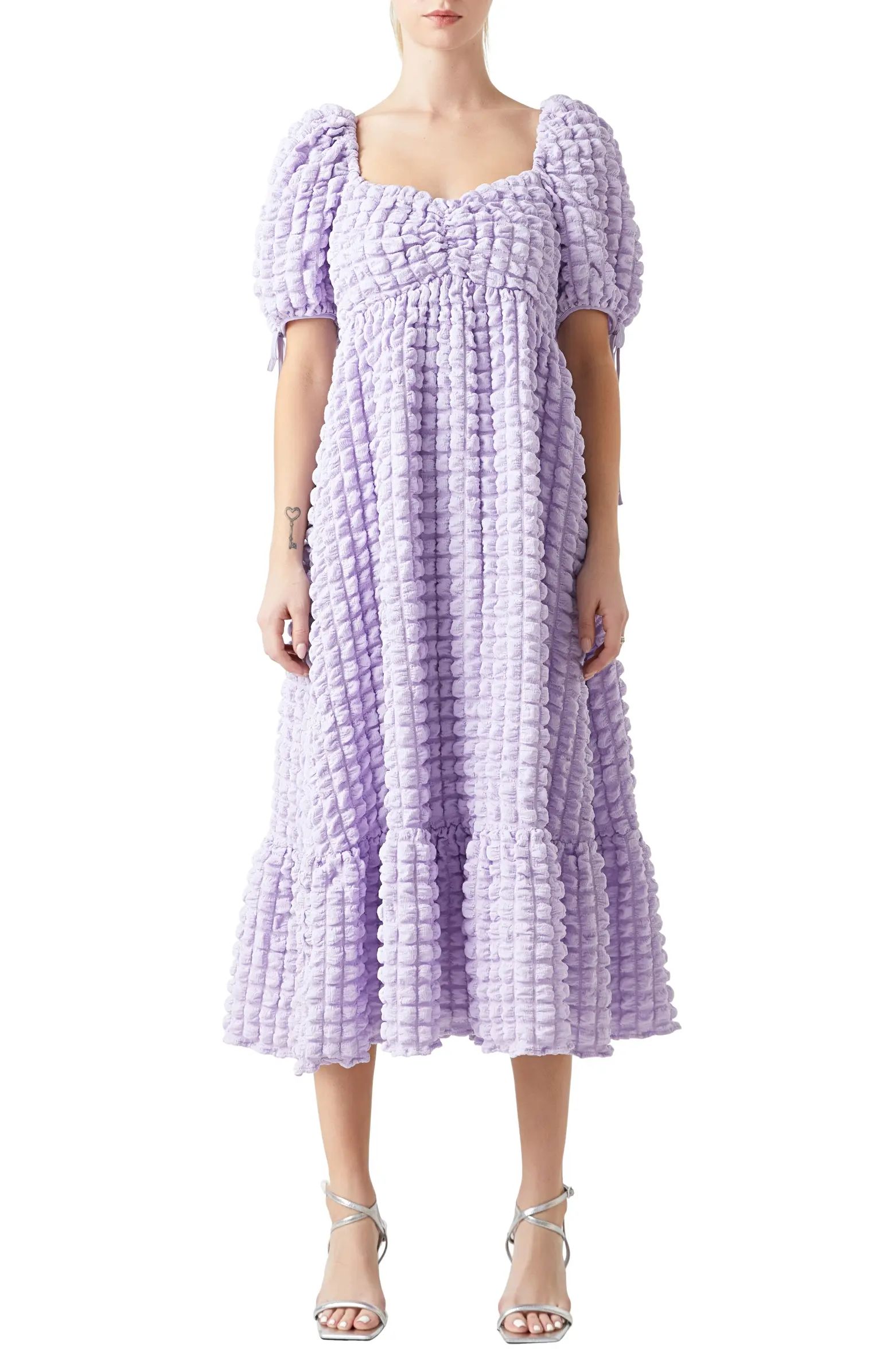 Texture Puff Sleeve Maxi Dress | Nordstrom