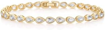 PAVOI 14K Gold Plated Tennis Bracelets for Women - Bezel Set Cubic Zirconia Bracelet - Simulated ... | Amazon (US)