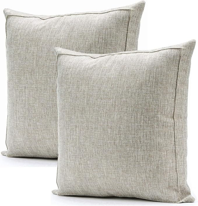 Jepeak Pack of 2 Burlap Linen Throw Pillow Covers Square Cushion Cases Farmhouse Modern Decorativ... | Amazon (US)