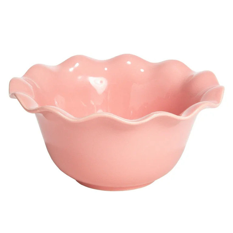 Paris Hilton Heiress Collection Stoneware Soup Bowl, Scalloped Ruffle Rim, 6.25-Inch, Rose Pink | Walmart (US)