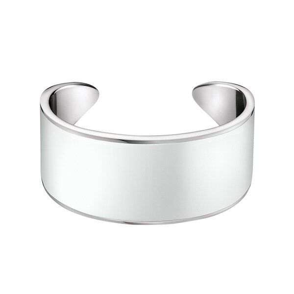 Calvin Klein Women's Stainless Steel Glossy Fashion Cuff Bracelet (Available in White and Black) | Bed Bath & Beyond