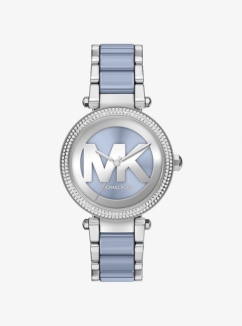 Oversized Parker Pavé Blue-Tone Watch | Michael Kors US